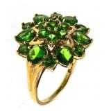 14kt Gold Custom green garnet cluster ring