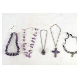 Raw Amethyst silver  necklaces, Mexico pendant