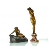 Two Antique Bronze Art Nouveau nudes