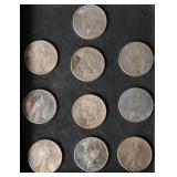 10 AU Quality 1925-1927 Peace Dollars