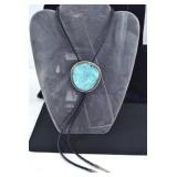 Navajo Large Turquoise& silver bolo tie by Begay
