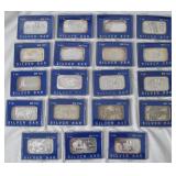 19 one ounce .999 Silver Ingots cased "