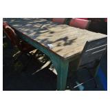 Antique Farm Table and 5 chairs