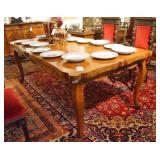 French Louis XV Oak Draw Leaf Dining Table