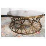 Unusual brass round coffee table