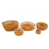 5 Native Cherokee Woven Polychrome Baskets