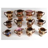 Collection of Antique 11 lusterware pitchers