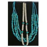 Multi strand turquoise necklace and Heishi bead