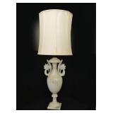 Outstanding Carrera marble carved urn lamp