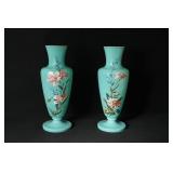 2 Pair of antique Bristol blue glass vases