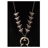 Native silver Naja necklace with horses