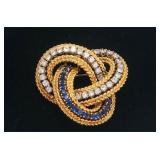 French Infinite Loop Diamond & Saphire Pendant