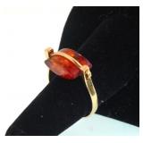 Custom Modern Amber gold stamped 14 kt gold ring