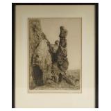 Edward Borein (1872-1945) etching -Breakneck Trali