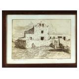 Edward Borein (1872-1945) etching "Laguna Church"