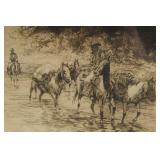 Edward Borein (1872-1945) etching "PackOutfit" #13