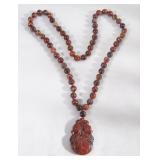 Chinese Red Agate Talisman Necklace -  Pendant
