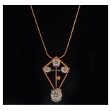 3.0 CTW Diamonds and Gold Cross Pendant