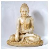 A White Stone Monumental Buddha 20" x 20" x 9.5"