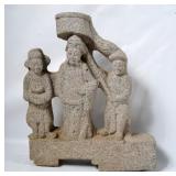 Archaic Chinese Carved Granite Figural Frieze