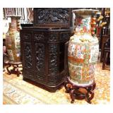 Pair Chinese Rose Canton Palace Vase with Chilong