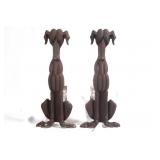 Antique Cast Iron Dog Andirons 17" x 15" x 7"