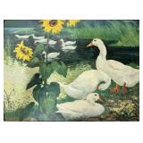 Jesse Arms Botke (1883-1971) Oil on Board "Ducks"
