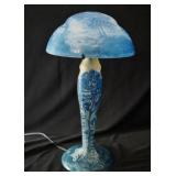 Daum Nancy Acid-Etched Cameo Glass Scenic Lamp