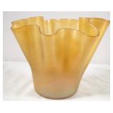Steuben "Aubergine" Gold Ruffled Art Glass Bowl