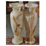 Two Polished Brazilian Onyx banded 39" floor vases