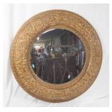 Monumental Fancy Carved Round Decorators Mirror