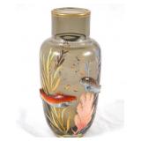 Moser Bohemian Enameled Aquatic Fish Glass Vase