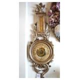 Antique carved wood Barometer