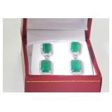 14kt Gold 4 carat Emerald & Diamond Drop Earrings