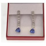 14 kt  Deco Tanzanite & Diamond Earrings 5 carats