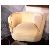 Mid-Century Modernist White Mohair Tub Chair