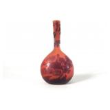 Antique Galle Etched Glass Maple Leaf Banjo Vase