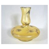 Mont Joye French Enameled Glass Thistle Squat Vase