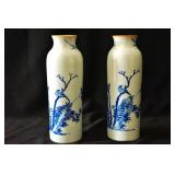 Pair Shun Zhi Style Blue & White Sleeve Vases
