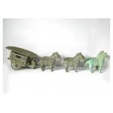 Chinese Han Style Bronze Chariot Wagon & 6 Horses