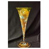 19th Century Bohemian Enameled Glass Trumpet Vase