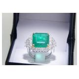 14kt Gold Natural 11.66 Carat Emerald Ring