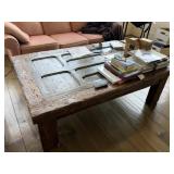 64" Rustic Library Table with Antique Door Top