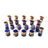 Cristalerie Italiene - Gold overlay Cobalt Glass