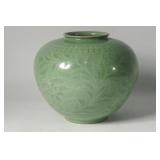 Fine Japanese Celadon Bulbous Vase