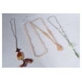 4 Chines Jade pink and green necklaces