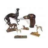 Collection of 8 Art Deco Greyhound dog sculptures