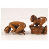 Two Erotic Japanese Miniature Carvings