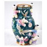 Chinese Green Fertility Vase, Qianlong Mark 10"
