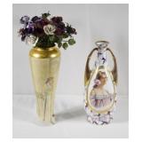 Art Nouveau Limoges porcelain tall vase +